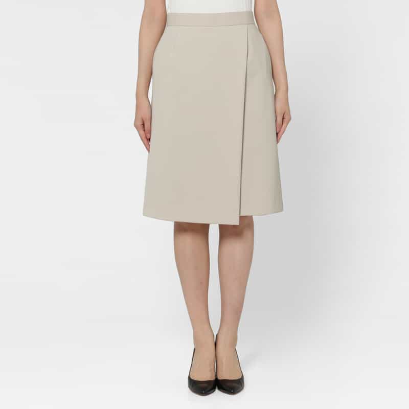 BARNEYS NEW YORK ダブルクロス素材ラップデザインスカート BEIGE