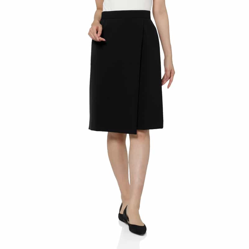 BARNEYS NEW YORK ダブルクロス素材ラップデザインスカート NAVY