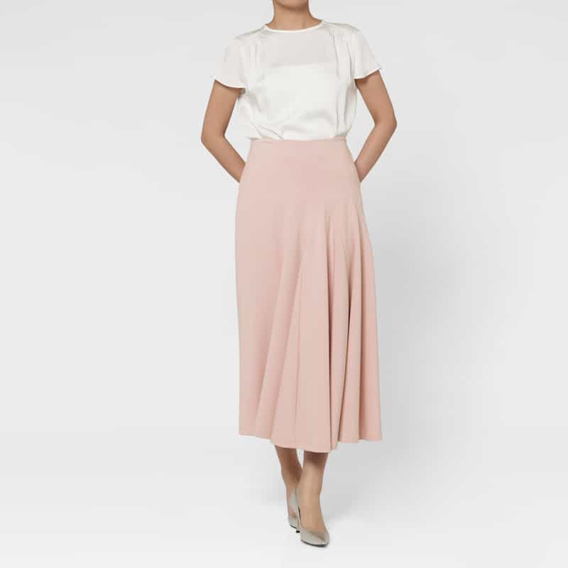 BARNEYS NEW YORK ウォッシャブル エスカルゴデザイン フレアスカート LIGHT PINK