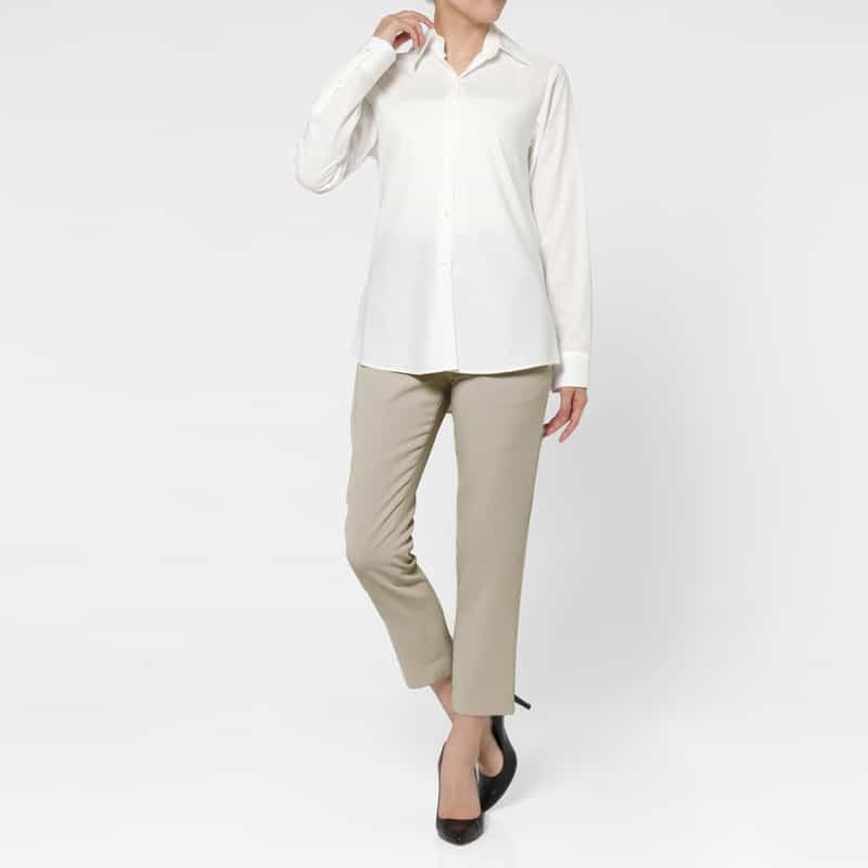 BARNEYS NEW YORK ダブルクロス素材スリムテーパードパンツ GRAY BEIGE