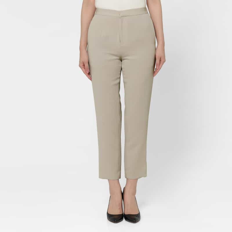 BARNEYS NEW YORK ダブルクロス素材スリムテーパードパンツ GRAY BEIGE