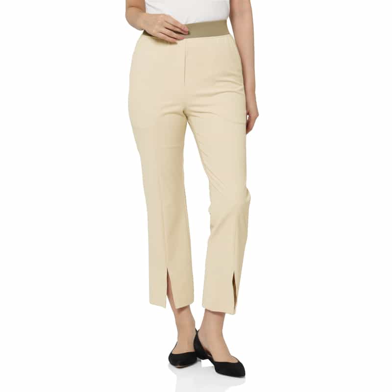 BARNEYS NEW YORK ウォッシャブル　スリット入りクロップドパンツ BEIGE