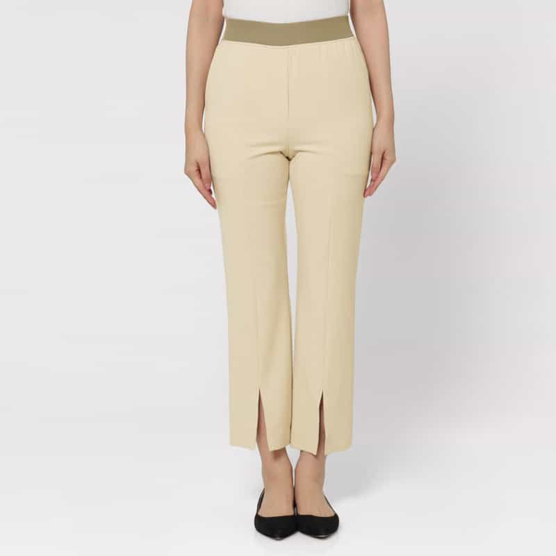 BARNEYS NEW YORK ウォッシャブル　スリット入りクロップドパンツ BEIGE