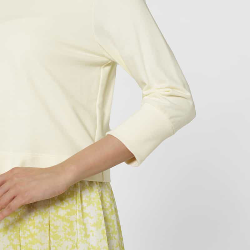 BARNEYS NEW YORK ウォッシャブル 裏毛×プリント切替ドレス YELLOW