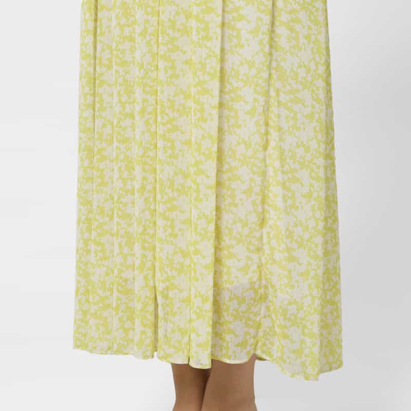 BARNEYS NEW YORK ウォッシャブル 裏毛×プリント切替ドレス YELLOW