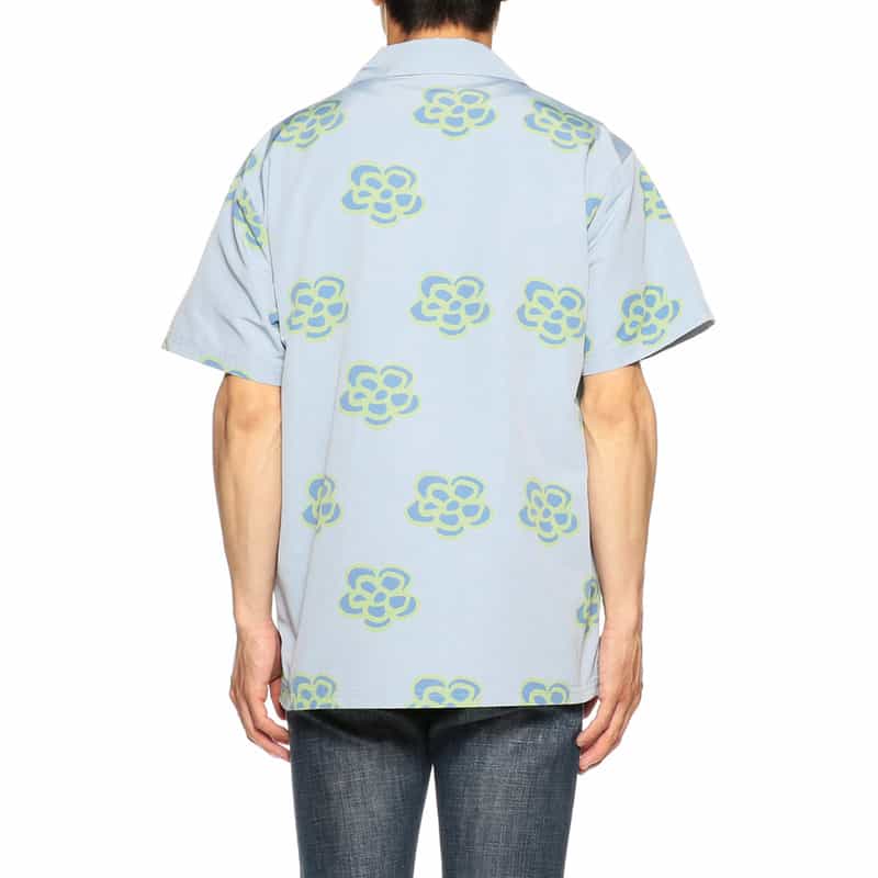 KROST バーニーズ　ニューヨーク限定フローラル柄オープンカラーシャツ BLUE