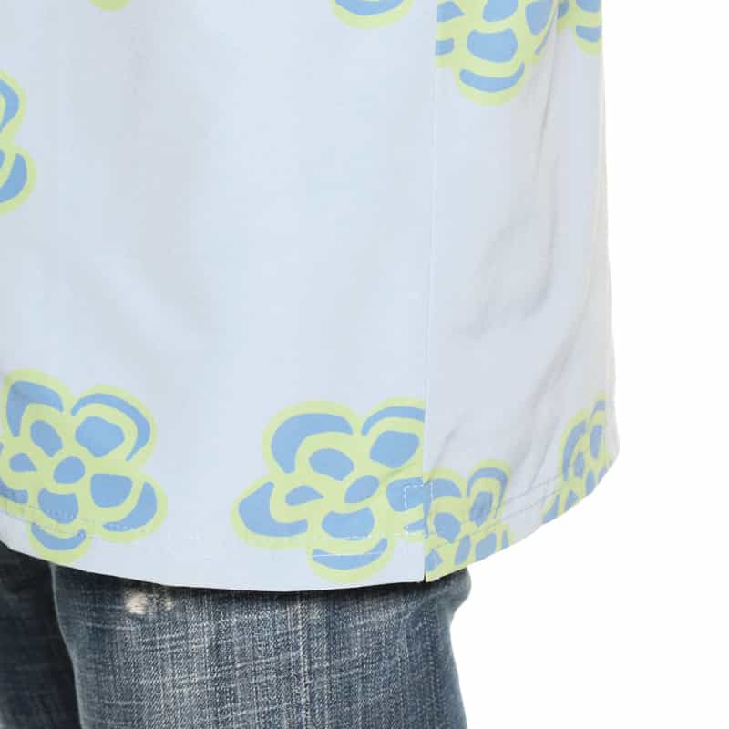 KROST バーニーズ　ニューヨーク限定フローラル柄オープンカラーシャツ BLUE