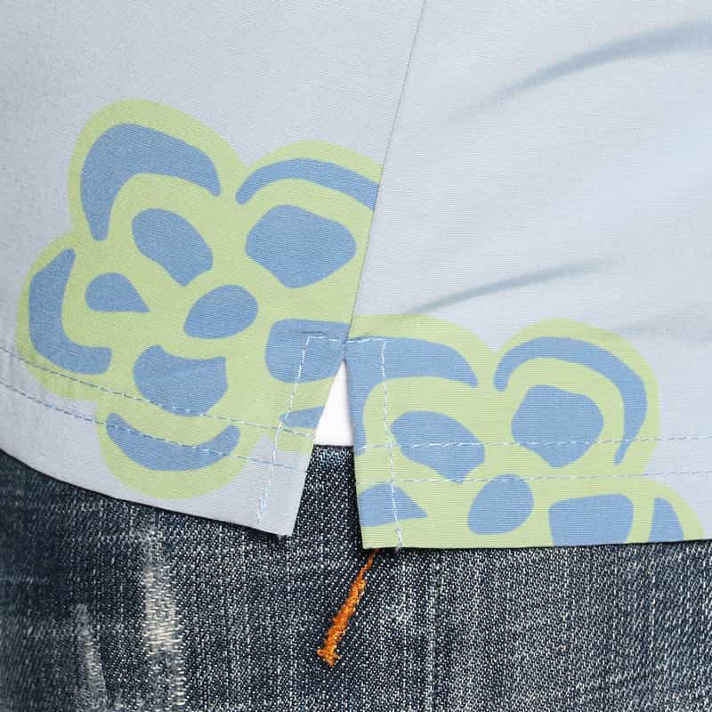 KROST バーニーズ　ニューヨーク限定フローラル柄オープンカラーシャツ BLUE