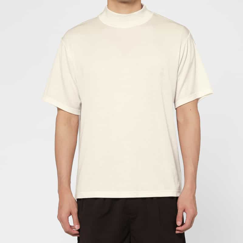 BARNEYS NEW YORK リヨセル素材モックネックカットソー WHITE