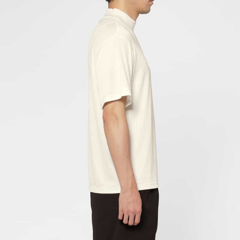 BARNEYS NEW YORK リヨセル素材モックネックカットソー WHITE