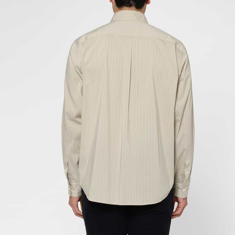 BARNEYS NEW YORK ストライプ柄ロングスリーブカジュアルシャツ BEIGE