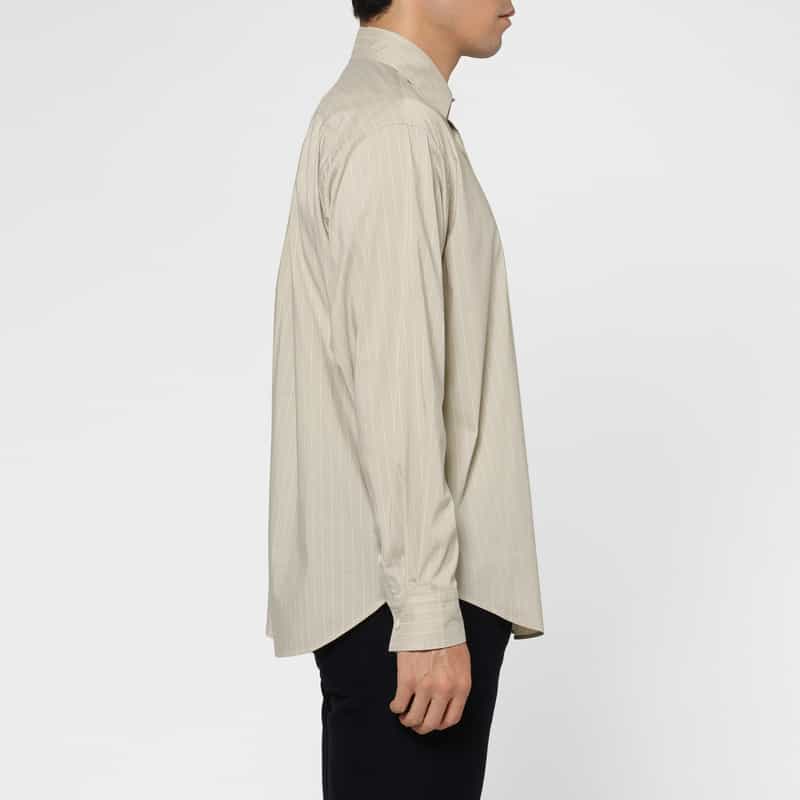 BARNEYS NEW YORK ストライプ柄ロングスリーブカジュアルシャツ BEIGE