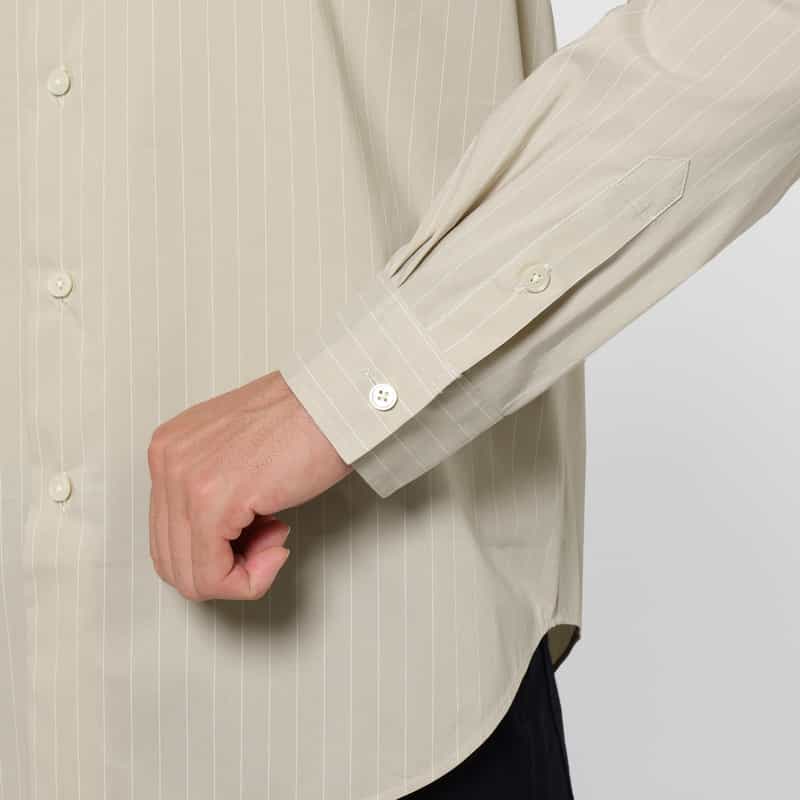BARNEYS NEW YORK ストライプ柄ロングスリーブカジュアルシャツ BEIGE