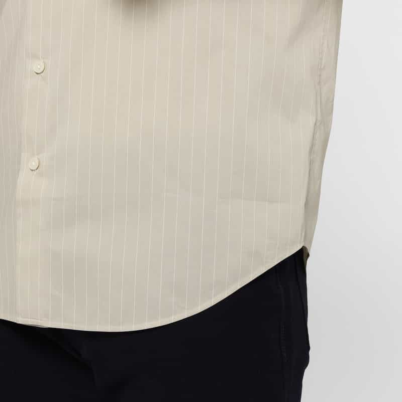 BARNEYS NEW YORK ストライプ柄ロングスリーブカジュアルシャツ BEIGE