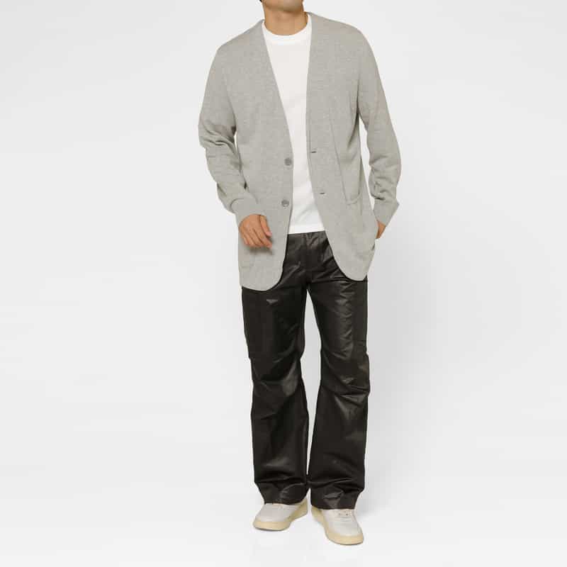 BARNEYS NEW YORK コットン素材ノーカラーニットジャケット GRAY