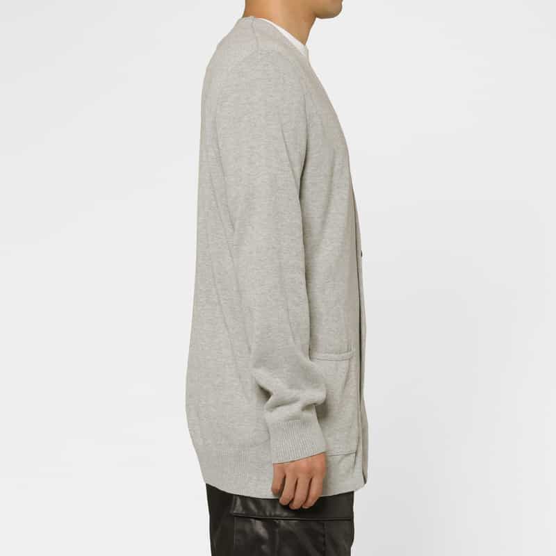 BARNEYS NEW YORK コットン素材ノーカラーニットジャケット GRAY