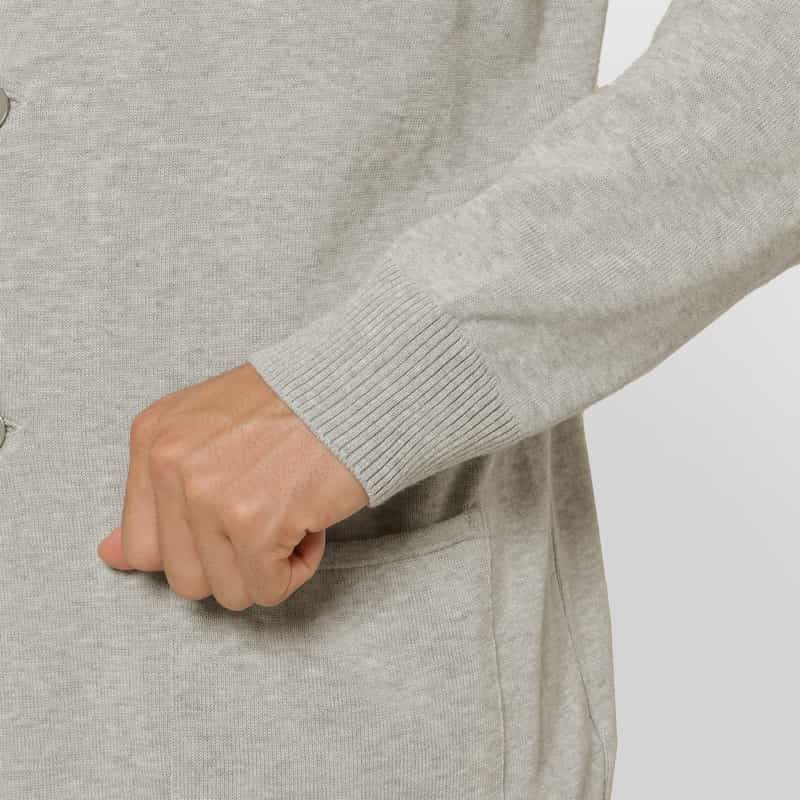 BARNEYS NEW YORK コットン素材ノーカラーニットジャケット GRAY