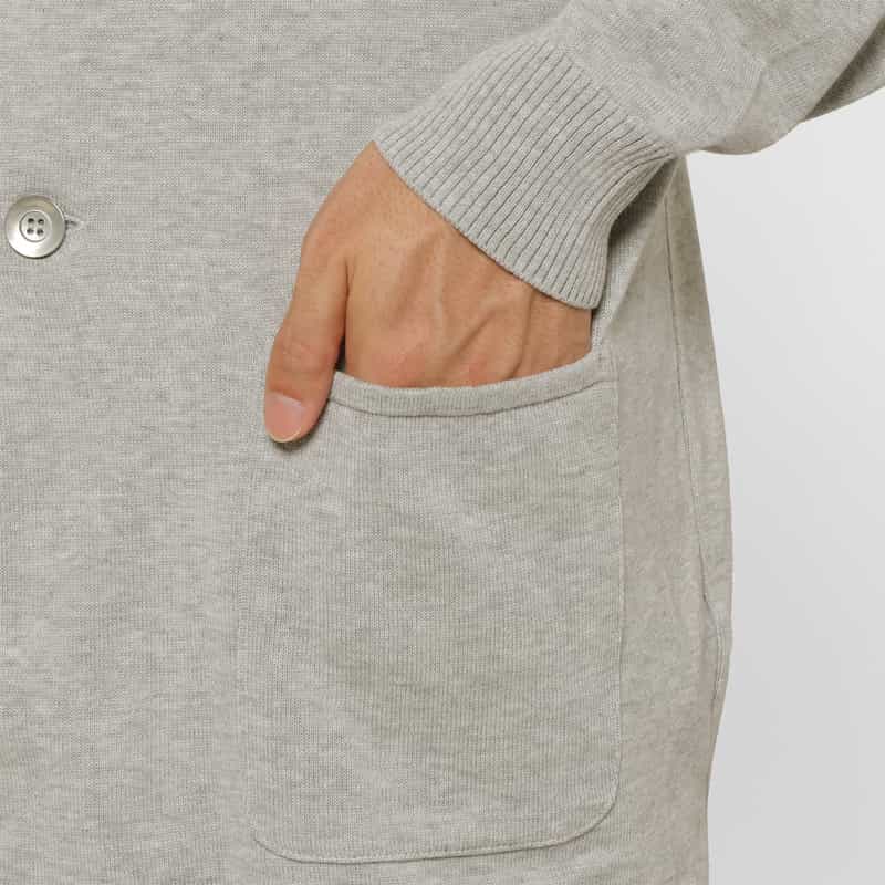 BARNEYS NEW YORK コットン素材ノーカラーニットジャケット GRAY