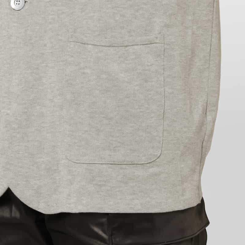 BARNEYS NEW YORK コットン素材ノーカラーニットジャケット GRAY