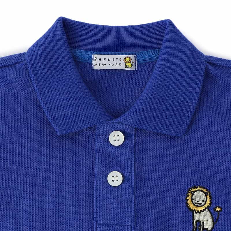 BARNEYS NEW YORK ライオン刺繍ポロシャツ BLUE