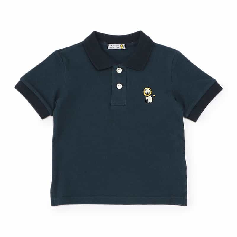 BARNEYS NEW YORK ライオン刺繍ポロシャツ NAVY