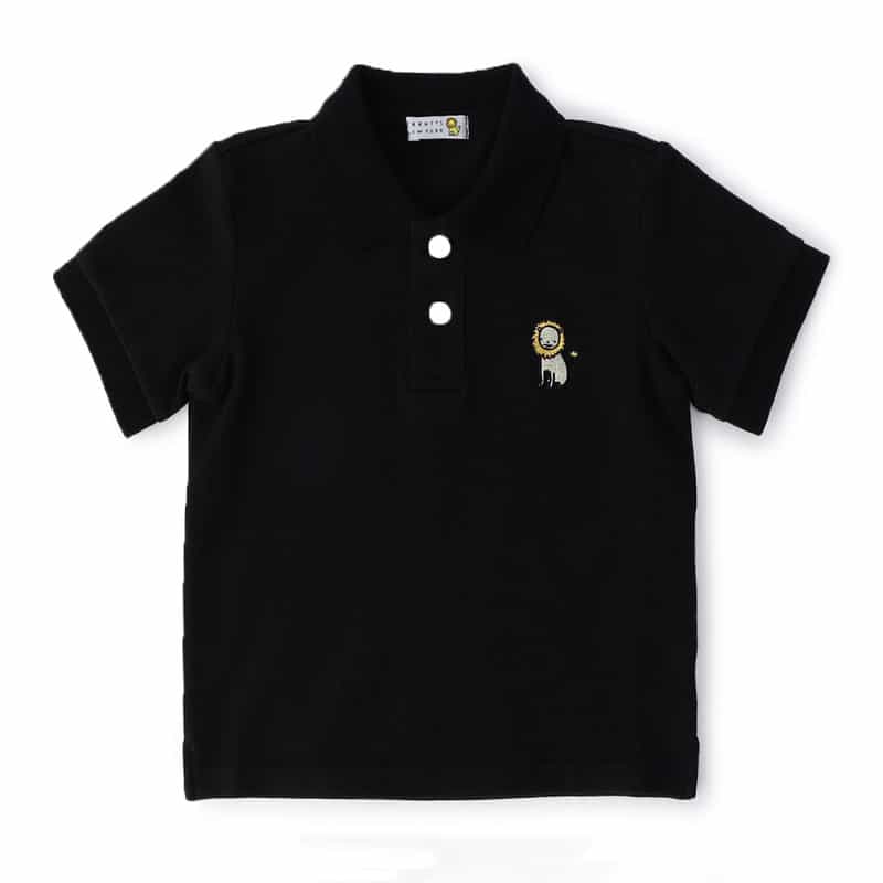 BARNEYS NEW YORK ライオン刺繍ポロシャツ BLACK