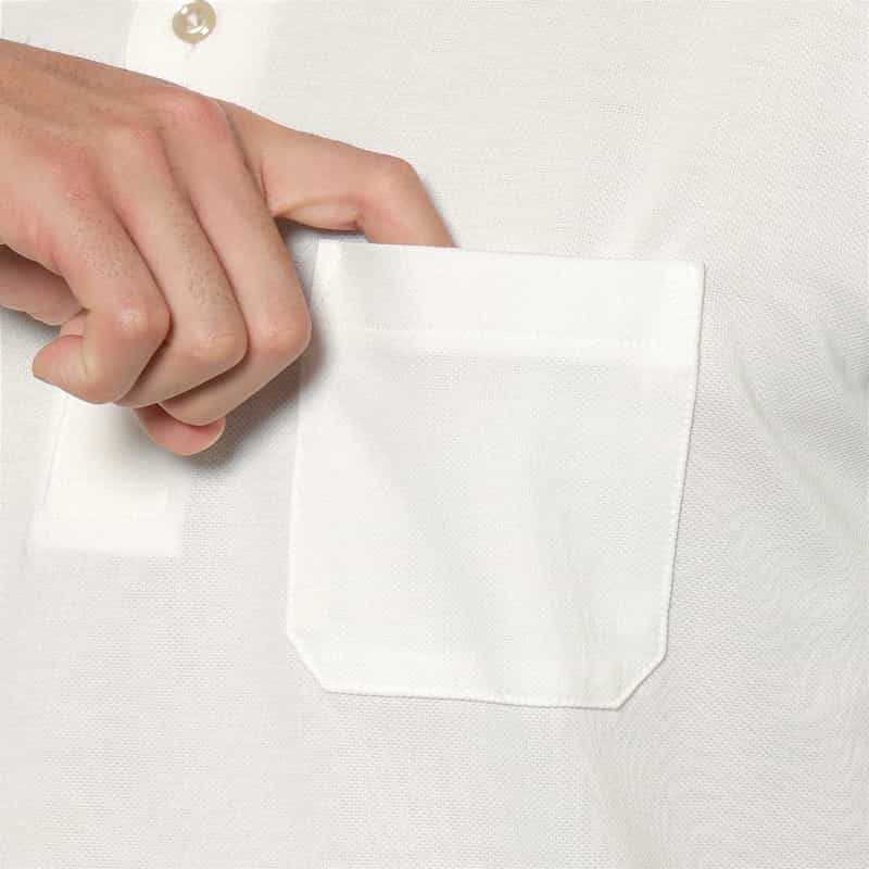 BARNEYS NEW YORK 海島綿混ポケット付きポロシャツ WHITE