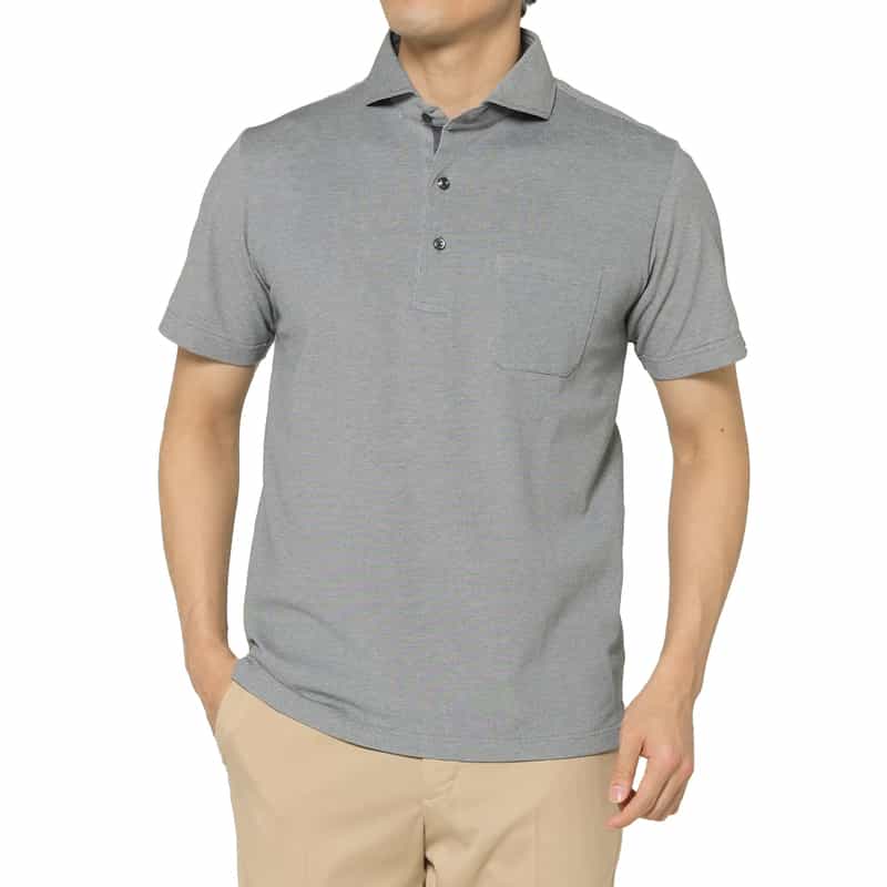 BARNEYS NEW YORK 海島綿混ポケット付きポロシャツ LIGHT BLUE