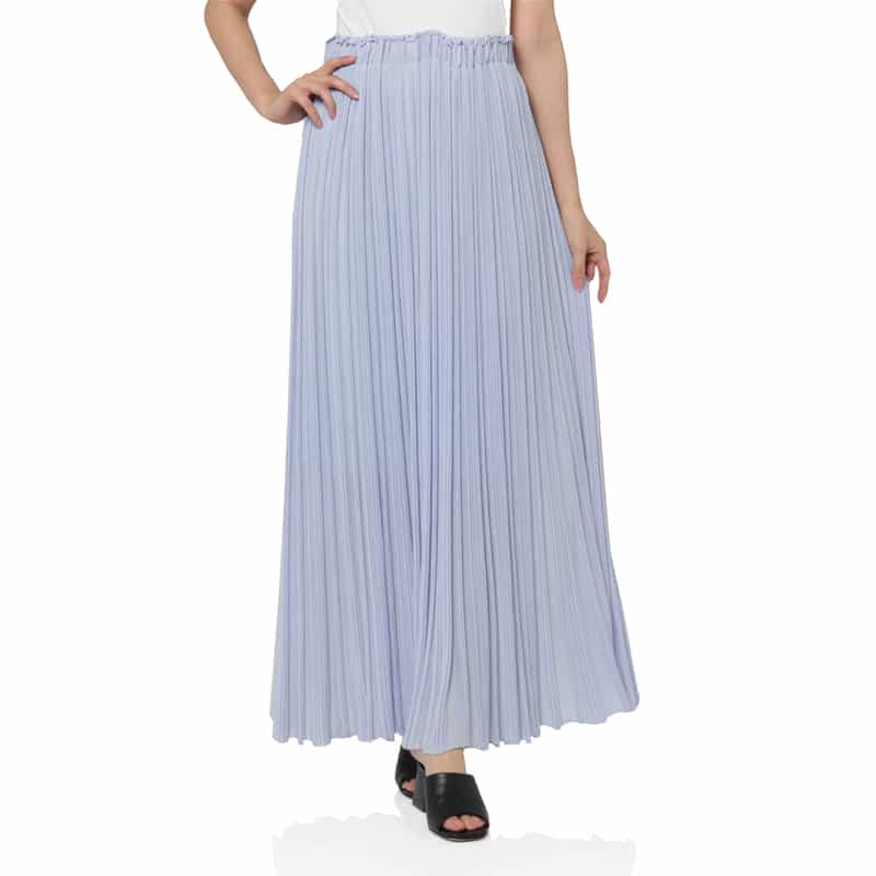 BARNEYS NEW YORK ニット素材ロングプリーツスカート LIGHT BLUE