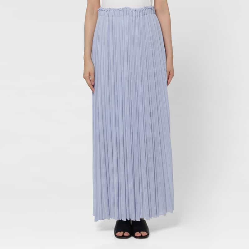 BARNEYS NEW YORK ニット素材ロングプリーツスカート LIGHT BLUE