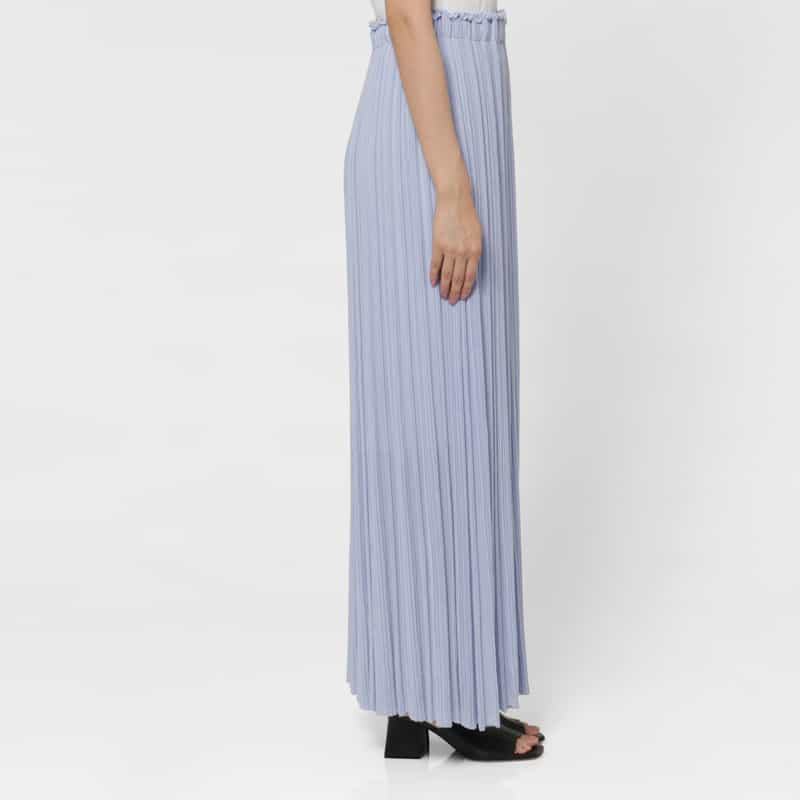 BARNEYS NEW YORK ニット素材ロングプリーツスカート LIGHT BLUE