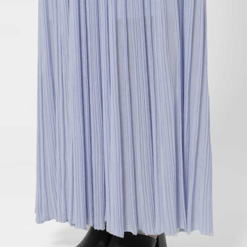 BARNEYS NEW YORK ニット素材ロングプリーツスカート LIGHT BLUE