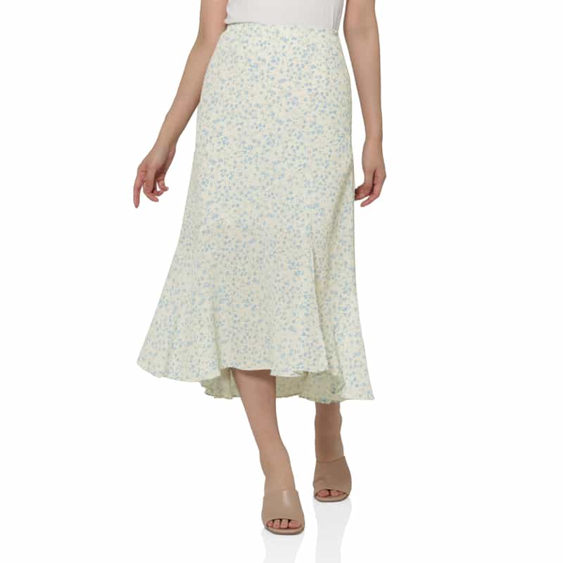 BARNEYS NEW YORK ウォッシャブル フローラルプリント マーメイドスカート IVORY
