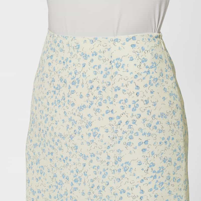 BARNEYS NEW YORK ウォッシャブル フローラルプリント マーメイドスカート IVORY