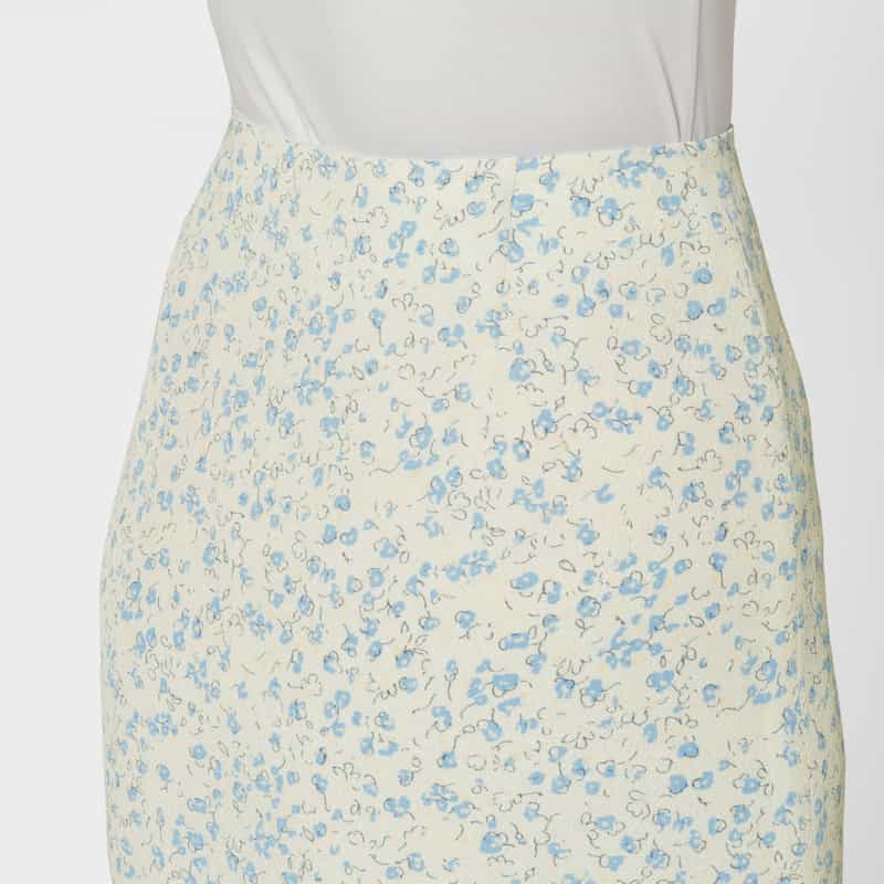 BARNEYS NEW YORK ウォッシャブル フローラルプリント マーメイドスカート IVORY