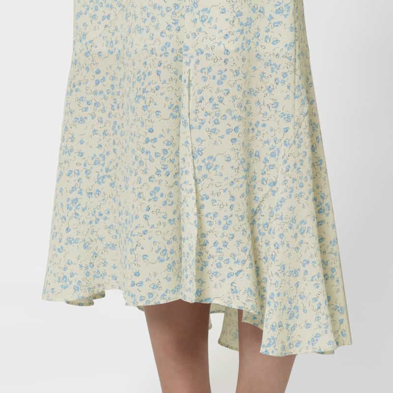 BARNEYS NEW YORK ウォッシャブル フローラルプリント マーメイドスカート IVORY