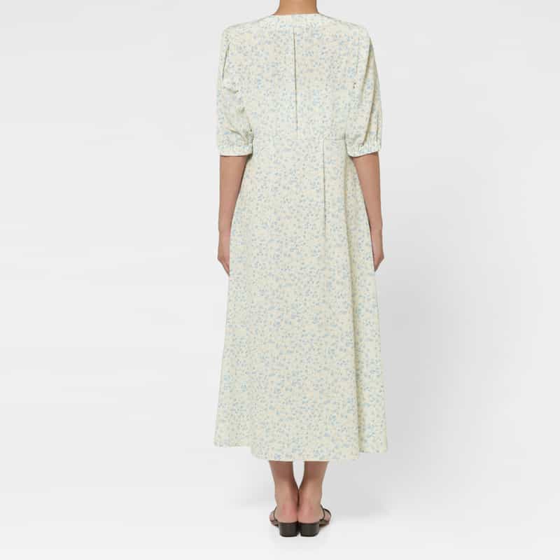 BARNEYS NEW YORK フローラルプリント Vネックロングドレス IVORY