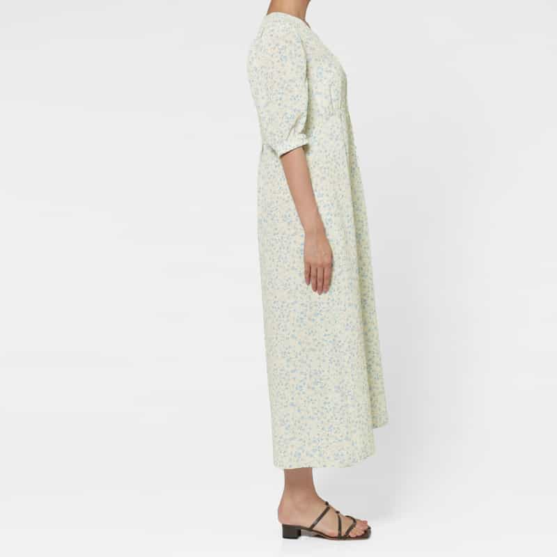 BARNEYS NEW YORK フローラルプリント Vネックロングドレス IVORY