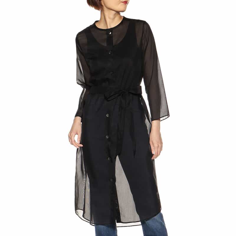 BARNEYS NEW YORK シアーロングシャツ BLACK