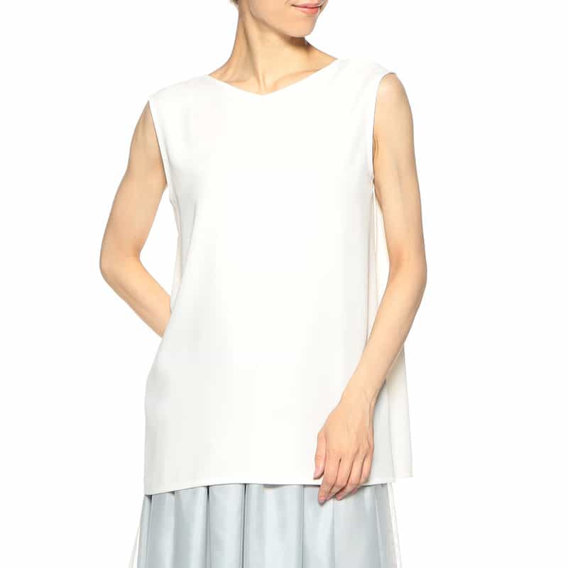 BARNEYS NEW YORK ウォッシャブル2WAYプルオーバーブラウス WHITE