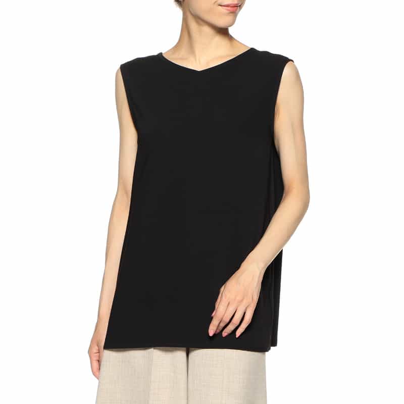 BARNEYS NEW YORK ウォッシャブル2WAYプルオーバーブラウス BLACK