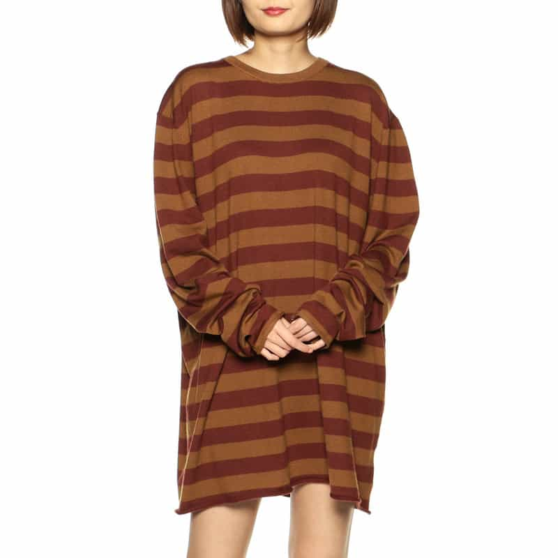 Extreme Cashmere ボーダー柄ニットプルオーバー BROWN