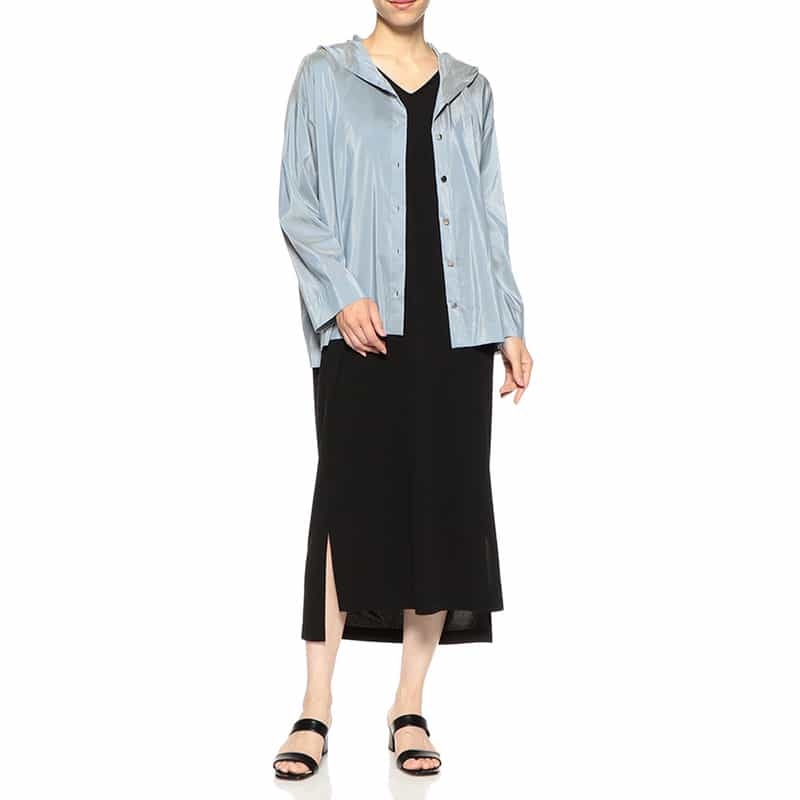 BARNEYS NEW YORK ウォッシャブルフーデッドシャツジャケット BLUE