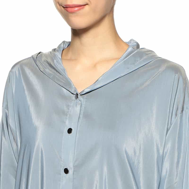 BARNEYS NEW YORK ウォッシャブルフーデッドシャツジャケット BLUE