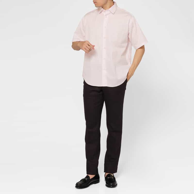BARNEYS NEW YORK ストライプ柄ルーズフィットカジュアルシャツ PINK