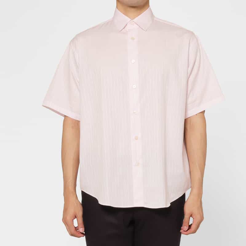 BARNEYS NEW YORK ストライプ柄ルーズフィットカジュアルシャツ PINK