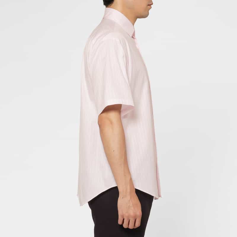 BARNEYS NEW YORK ストライプ柄ルーズフィットカジュアルシャツ PINK