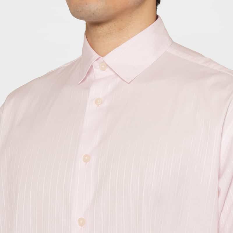 BARNEYS NEW YORK ストライプ柄ルーズフィットカジュアルシャツ PINK