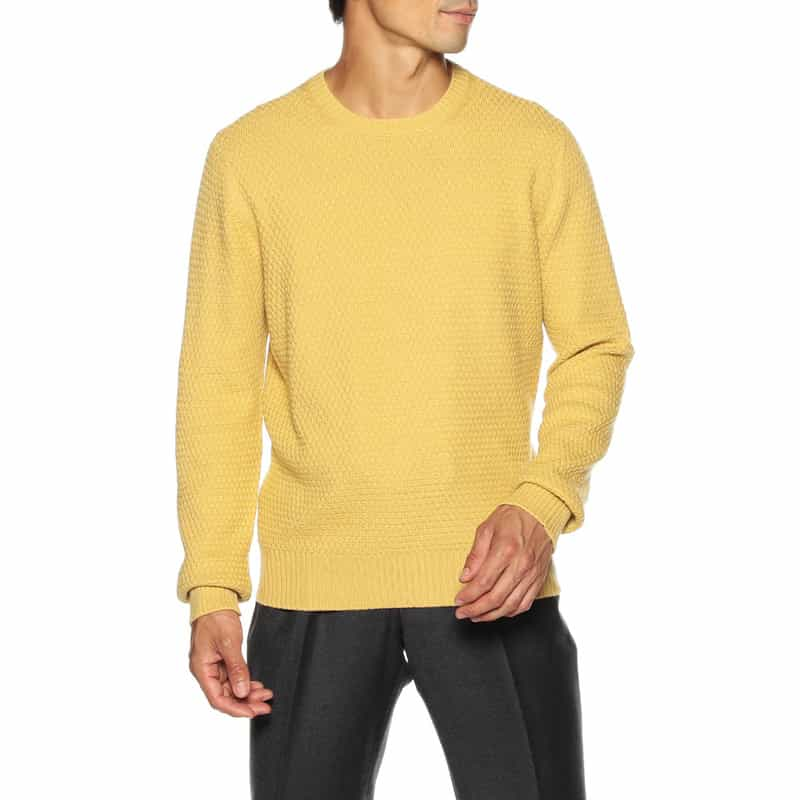 GRANSASSO クルーネックニットプルオーバー YELLOW