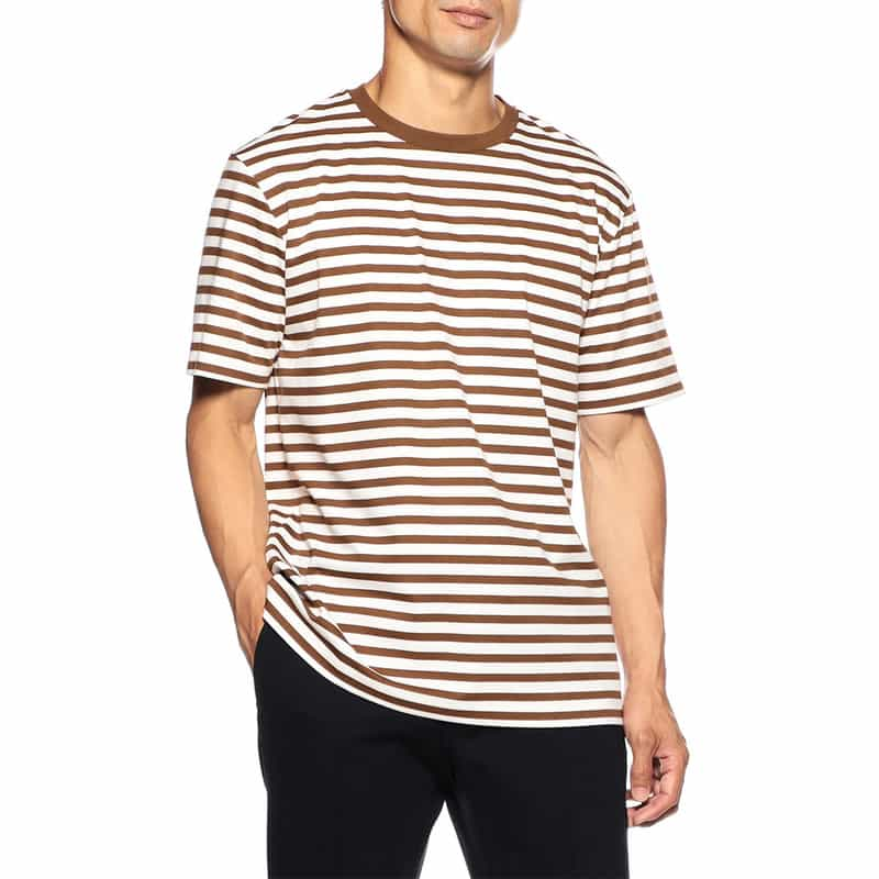 BARNEYS NEW YORK スムースボーダーTシャツ BROWN